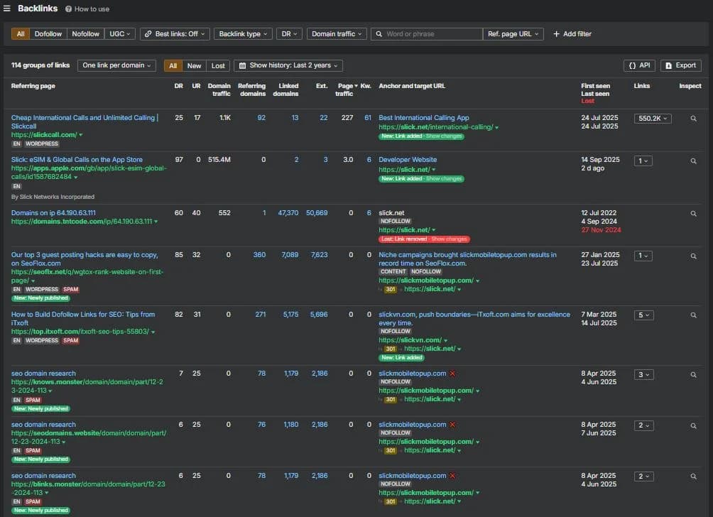 Backlink Results