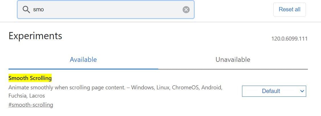 Disable Smooth Scrolling