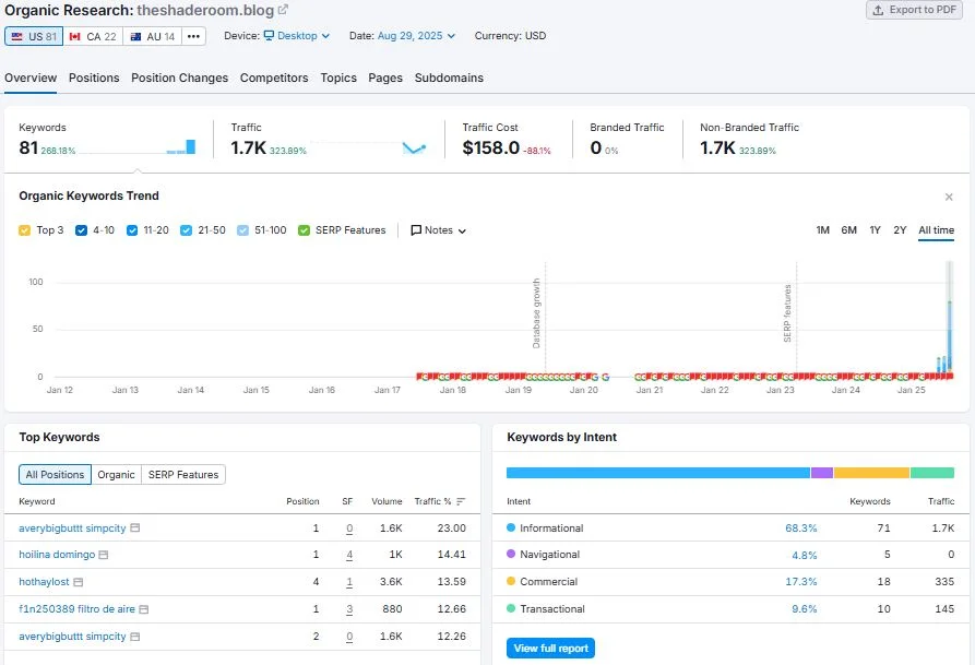 Organic Search Traffic