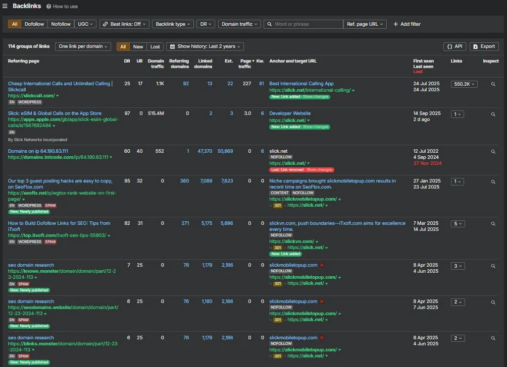 Backlink Results