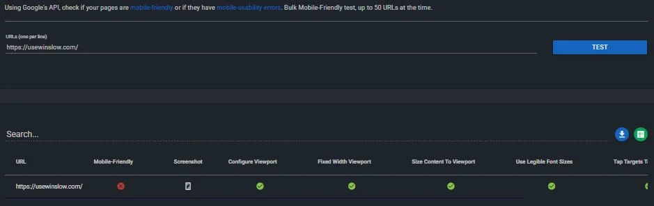 Mobile-friendly test